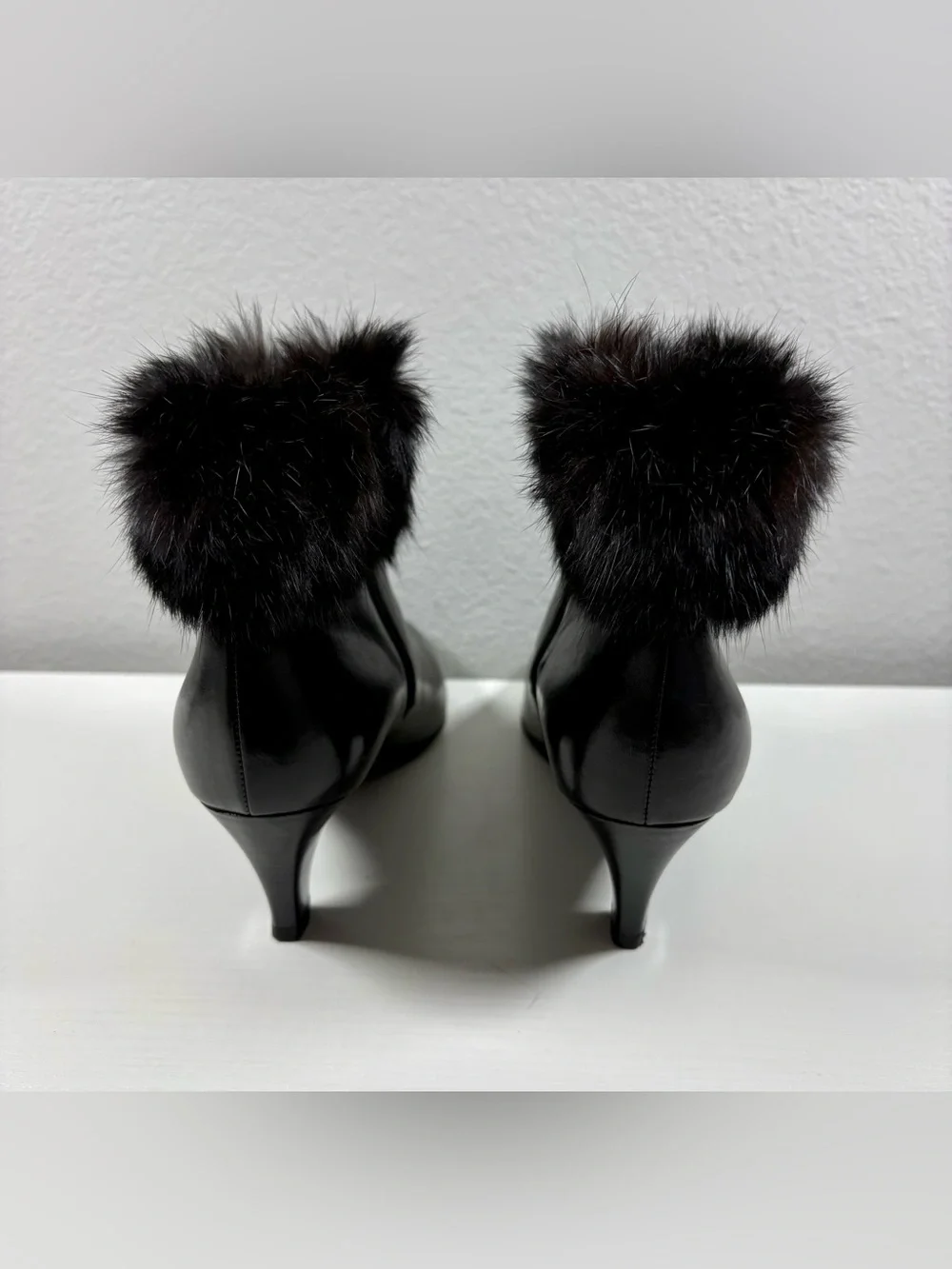 Bally Vintage Ankle Boots, Leather w/ Genuine Mink Trim. Size US-5.5 or EU 36